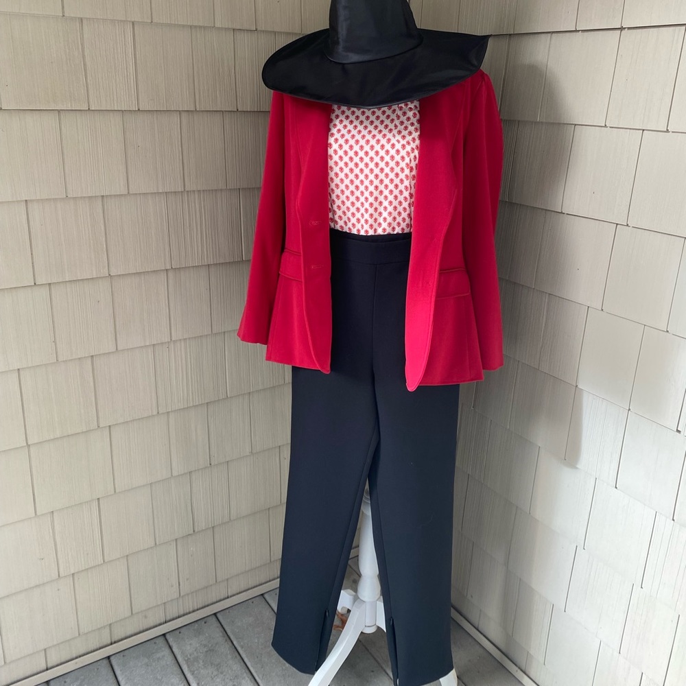 St. John Black Ponte Knit High Rise Stretch Ankle Zip Pants